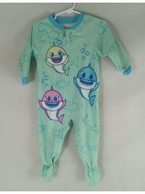 Baby Shark Green Blue Blanket Sleeper Pajamas 18M